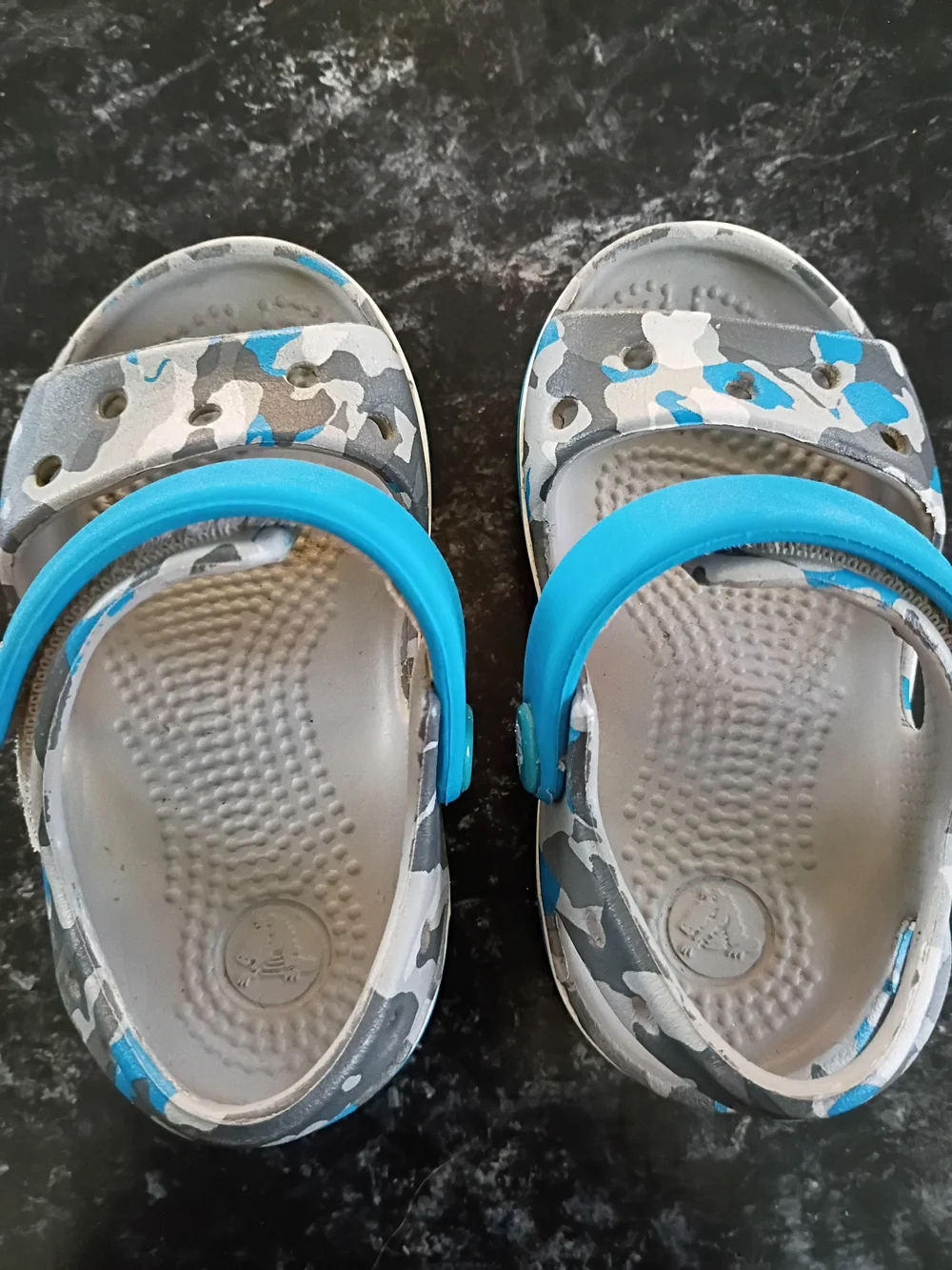 Kids Blue Camo Sandals with Adjustable Strap